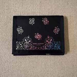 NWT - Saint Laurent Paisley Velcro Tri-fold Black Nylon Wallet SAINT LAURENT